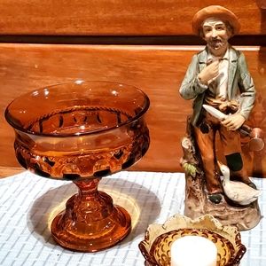 Vintage Amber Crown Glass Group